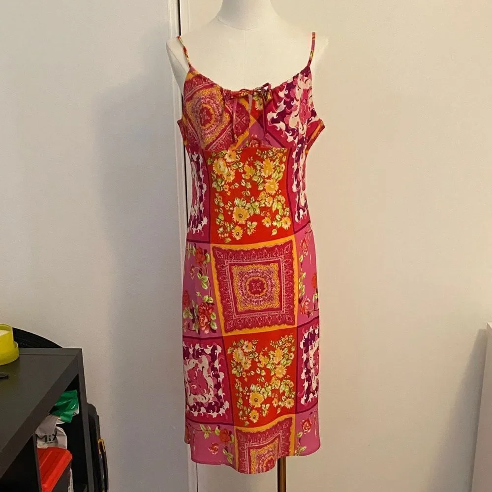 Vintage 90's Floral Patchwork Bohemian Midi Sundress Size Medium